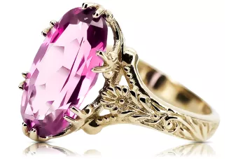 Vintage style Ring Amethyst 8K žlté zlato vrc084x